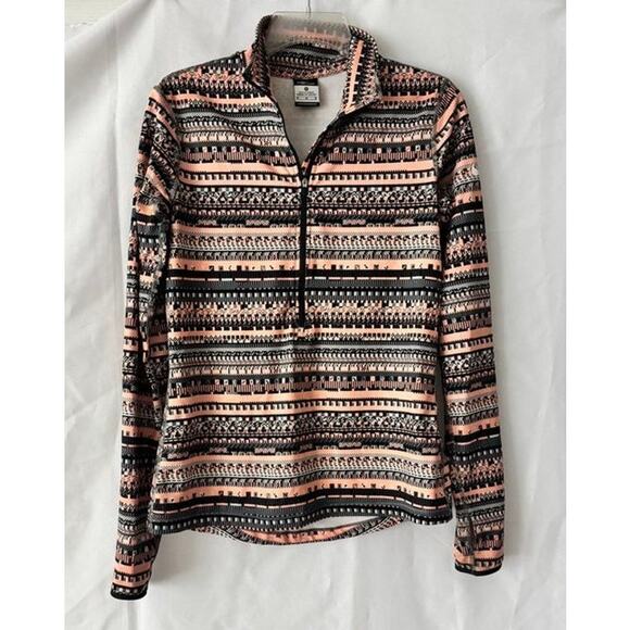 Nike Pro Dri-FIT 1/2 Zip Pullover Women’s M Peach Gray Print Training Top - Picture 14 of 14